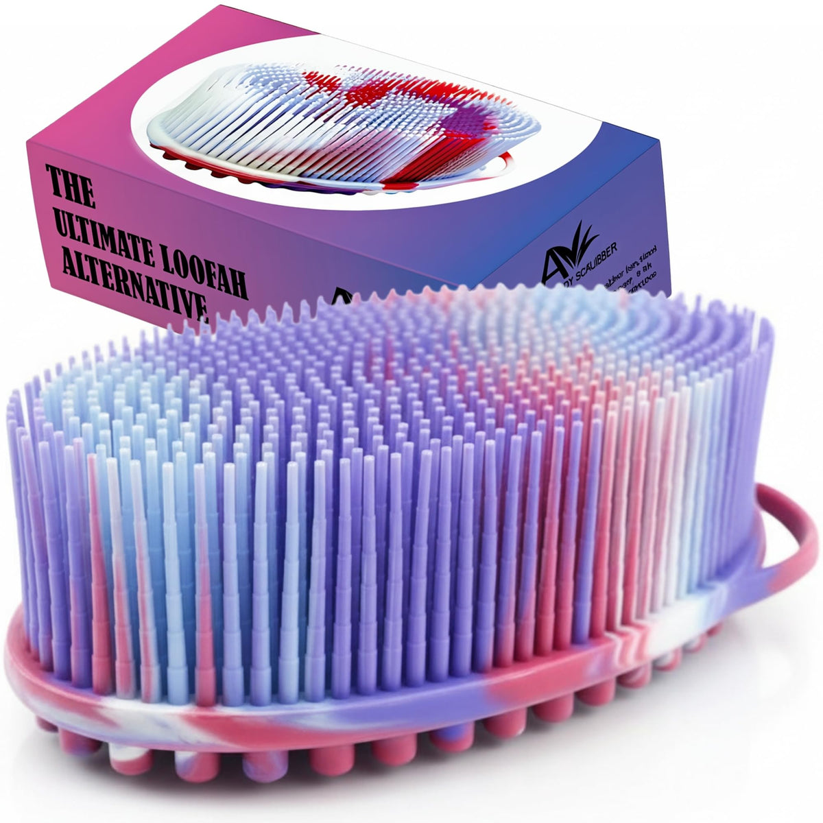 Avilana Premium Silicone Body Scrubber front view with loop handle