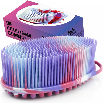 Avilana Premium Silicone Body Scrubber front view with loop handle