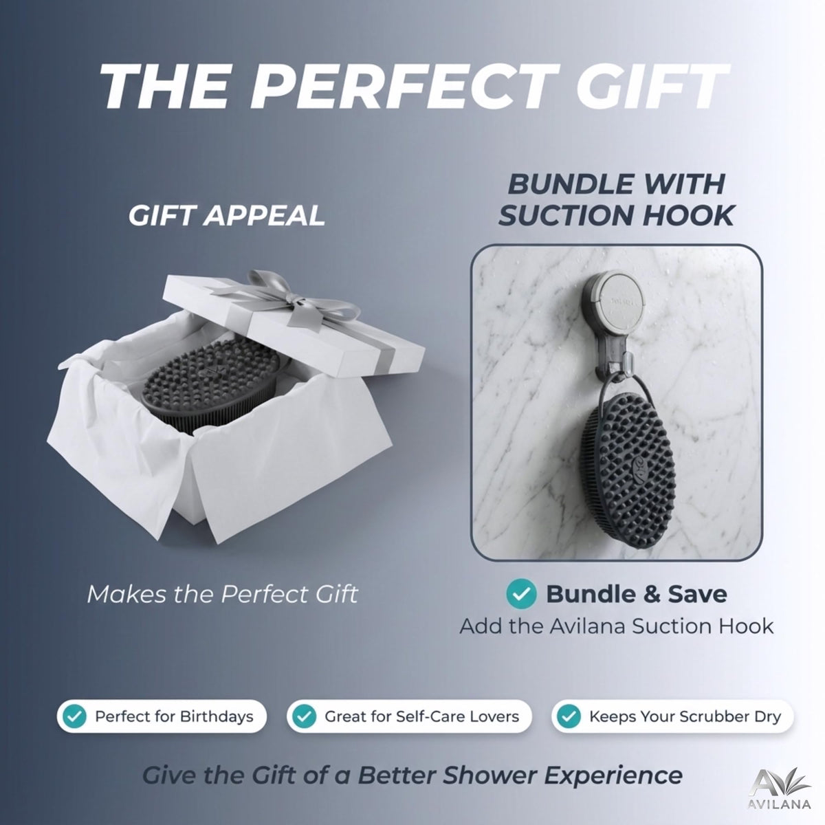 Avilana Silicone Body Scrubber ergonomic grip design