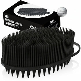 Avilana Silicone Body Scrubber front view in black-silver