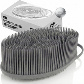 Avilana Silicone Body Scrubber front view in gray-silver