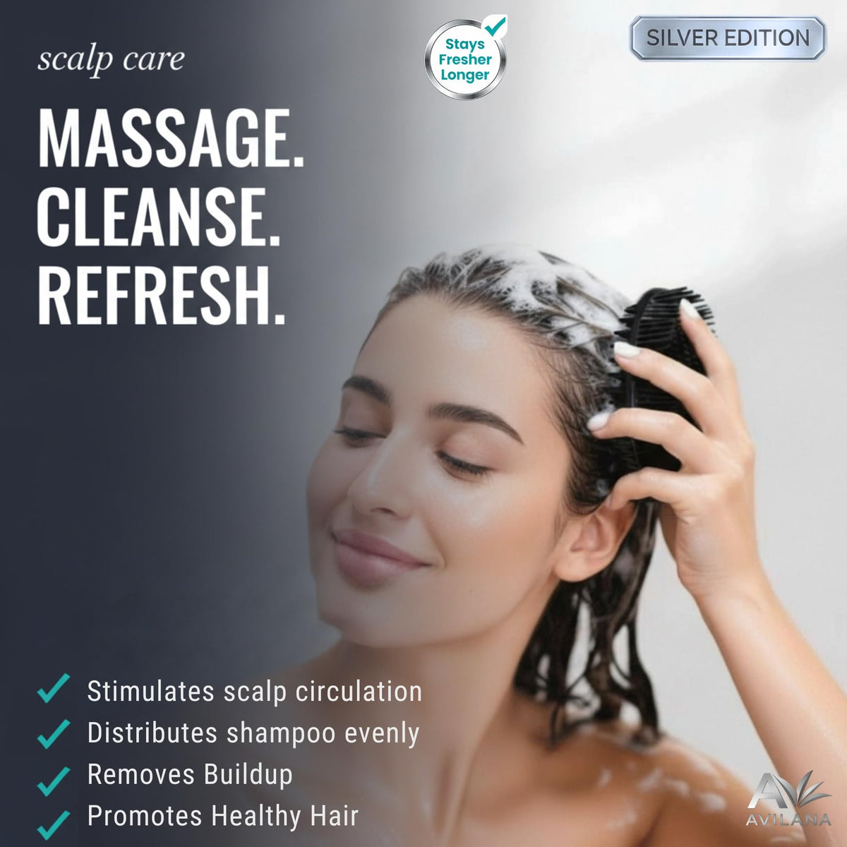 Avilana Silicone Body Scrubber in use during a shower