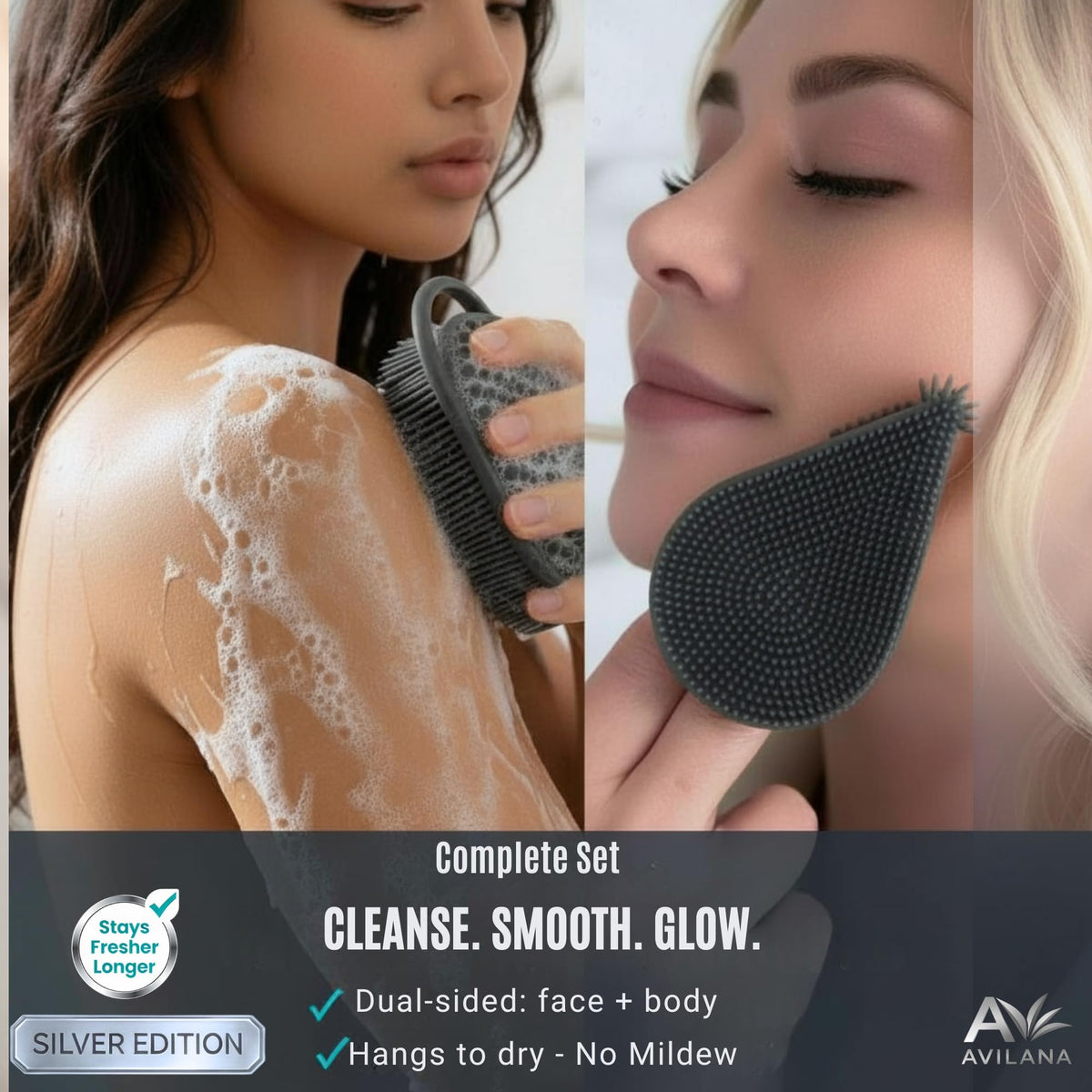 Avilana Silicone Body Scrubber massage side detail