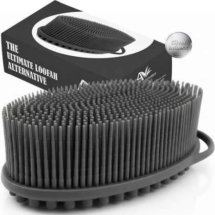 Avilana Silver Edition Body Scrubber front view in dark gray-silver