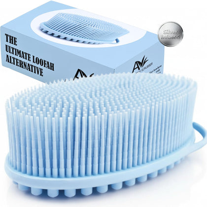 Avilana Silver Edition Body Scrubber front view with silver-ion infused silicone