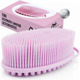Avilana Silver Edition Body Scrubber in pink-silver color front view