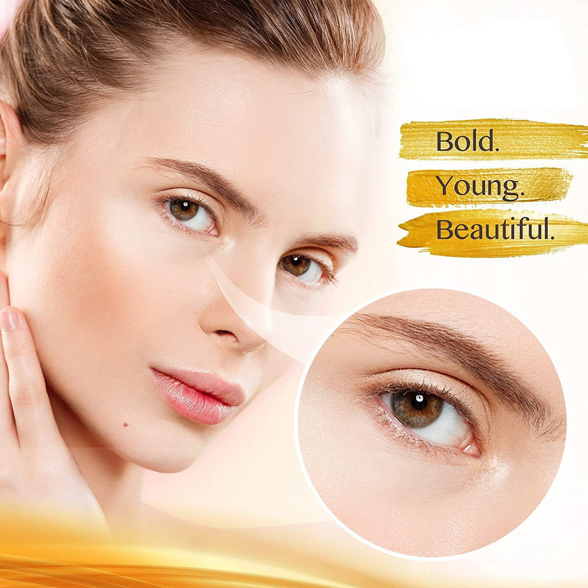 AVJONE 24K Gold Under Eye Patches application on model