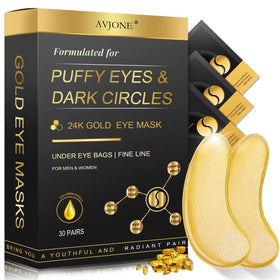 AVJONE 24K Gold Under Eye Patches front view packaging