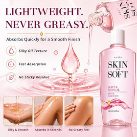 AVON Skin So Soft Bath Oil with relaxing bath accessories