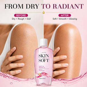 AVON Skin So Soft Bath Oil with soft towel and flowers