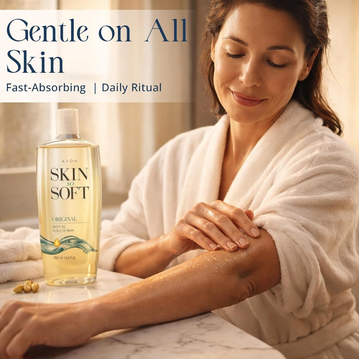 AVON Skin So Soft Original Bath Oil 16.9 oz cap open
