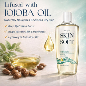 AVON Skin So Soft Original Bath Oil 16.9 oz side view