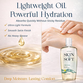 AVON Skin So Soft Original Bath Oil 16.9 oz with jojoba oil
