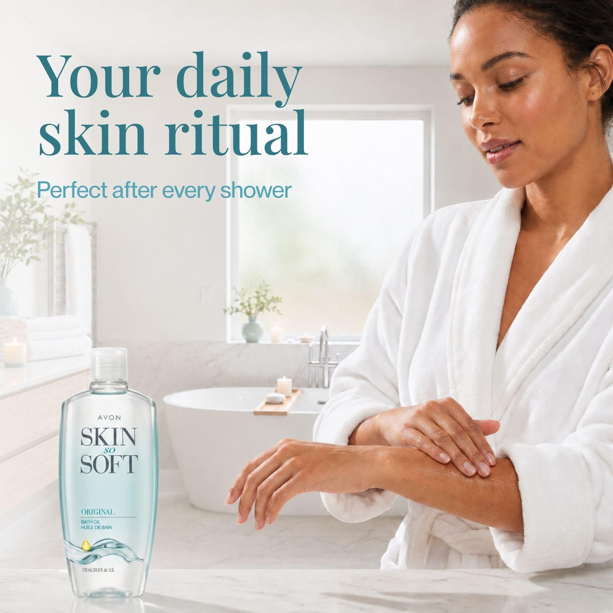 AVON Skin So Soft Original Bath Oil lifestyle scene