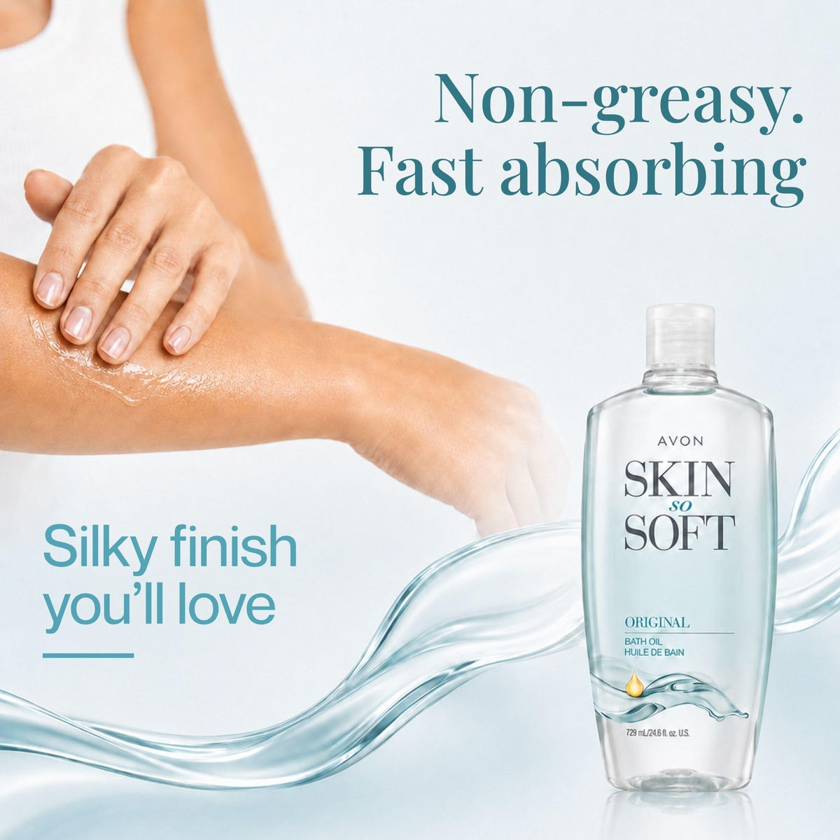 AVON Skin So Soft Original Bath Oil with jojoba oil ingredients