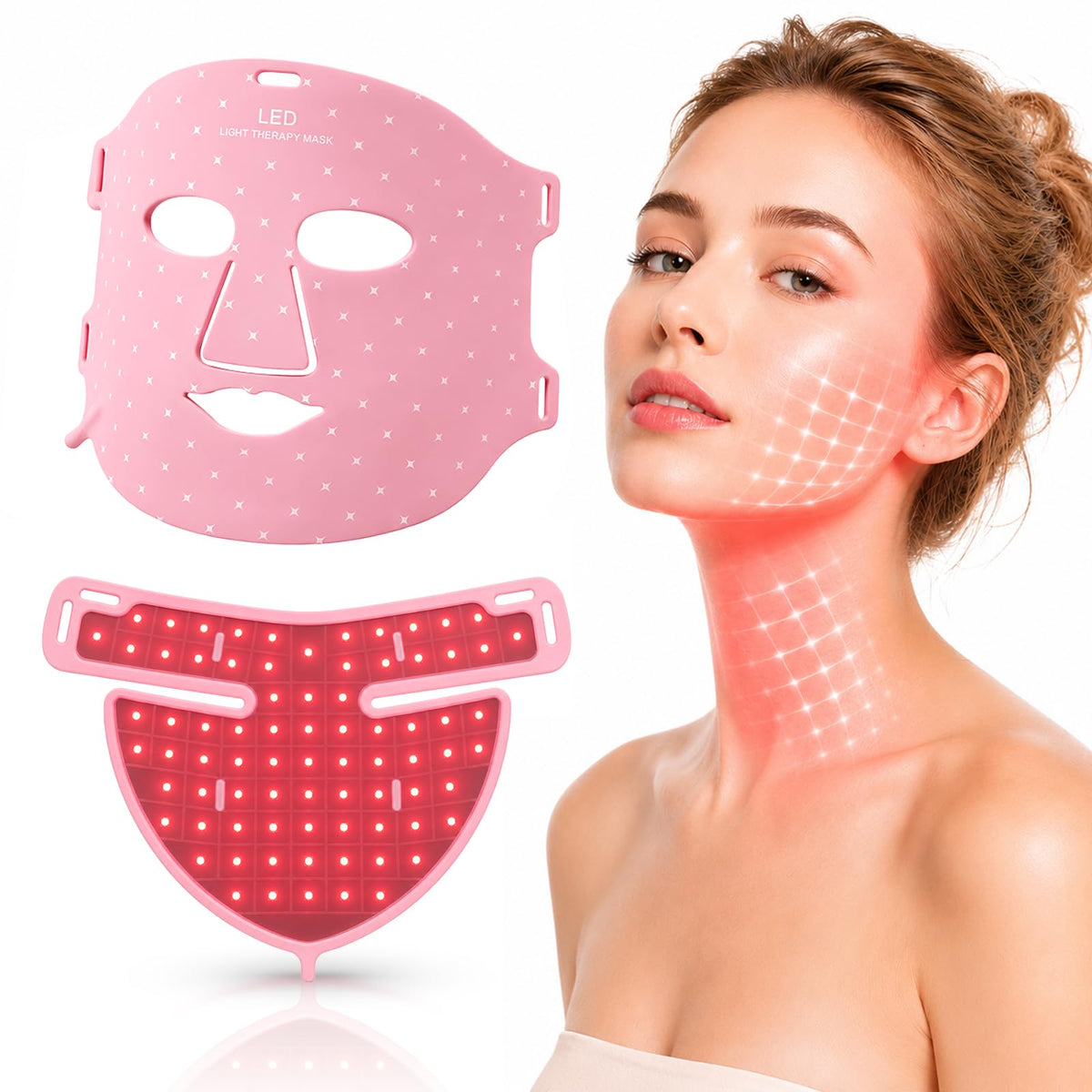 Avorla LED Light Mask front view with adjustable straps