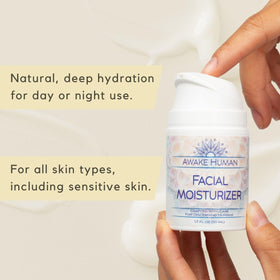 Awake Human Natural Face Moisturizer back view showing ingredients