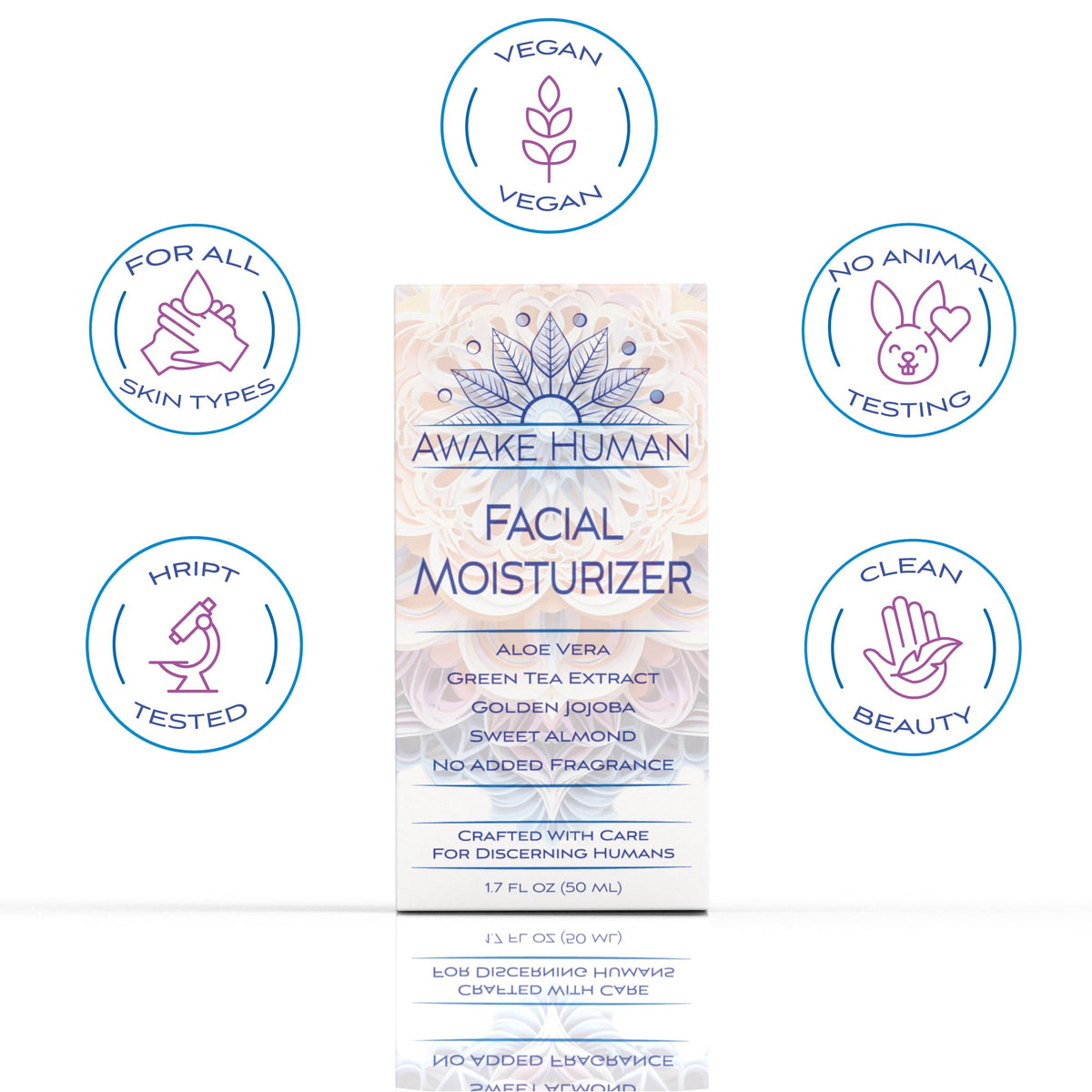 Awake Human Natural Face Moisturizer travel size in a skincare routine