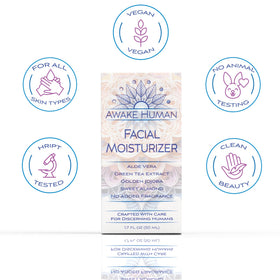 Awake Human Natural Face Moisturizer travel size in a skincare routine