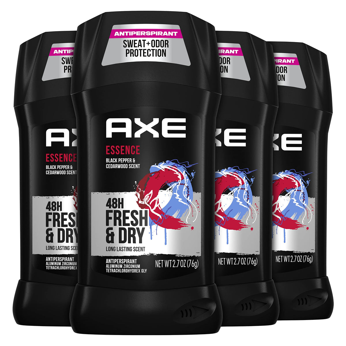 AXE Antiperspirant Deodorant for Men Essence 4 Count packaging front view