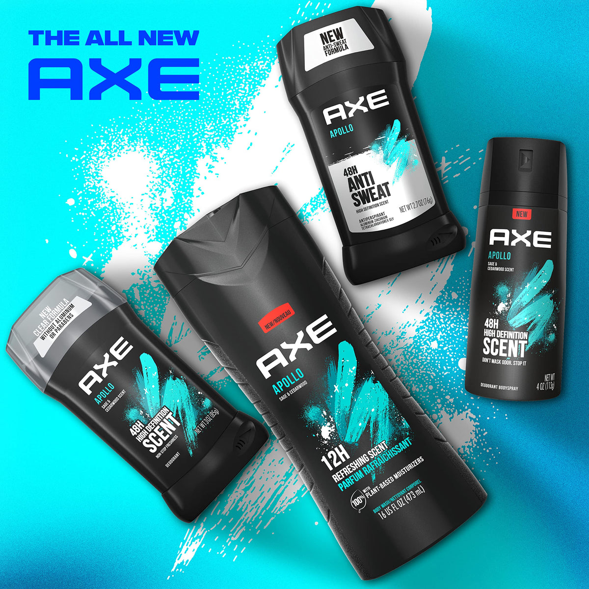 AXE Apollo Antiperspirant Stick back view with product details