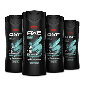 AXE Apollo Body Wash 4 Count packaging front view with sage and cedarwood scent