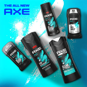 AXE Apollo Body Wash bottle showing 12-hour odour protection claim
