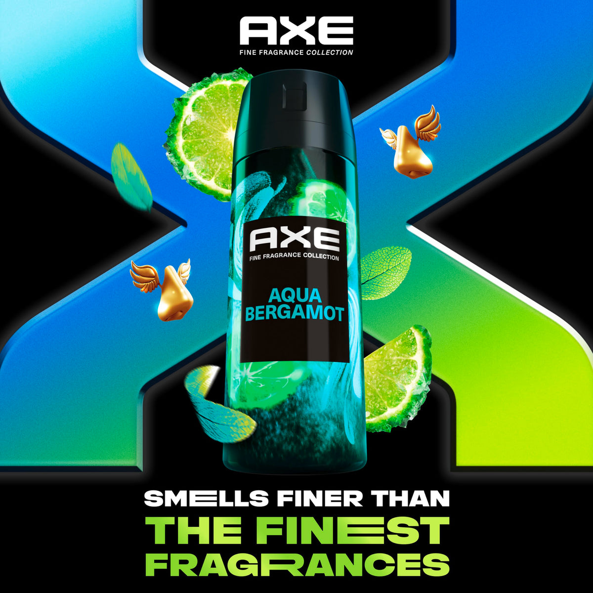 AXE Aqua Bergamot bottle back view with details