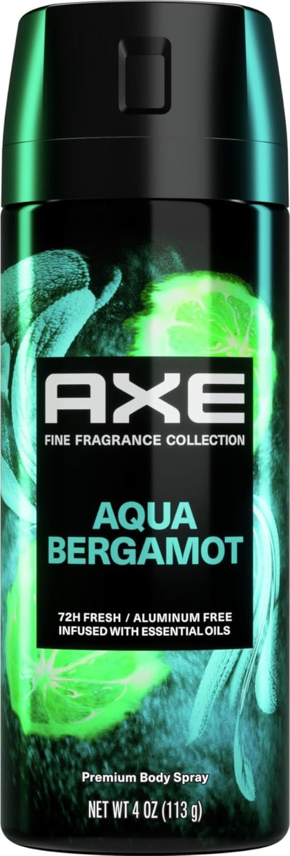 AXE Aqua Bergamot Premium Deodorant Body Spray 4 oz front view