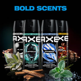 AXE Black Body Spray can with frozen pear and cedarwood scent