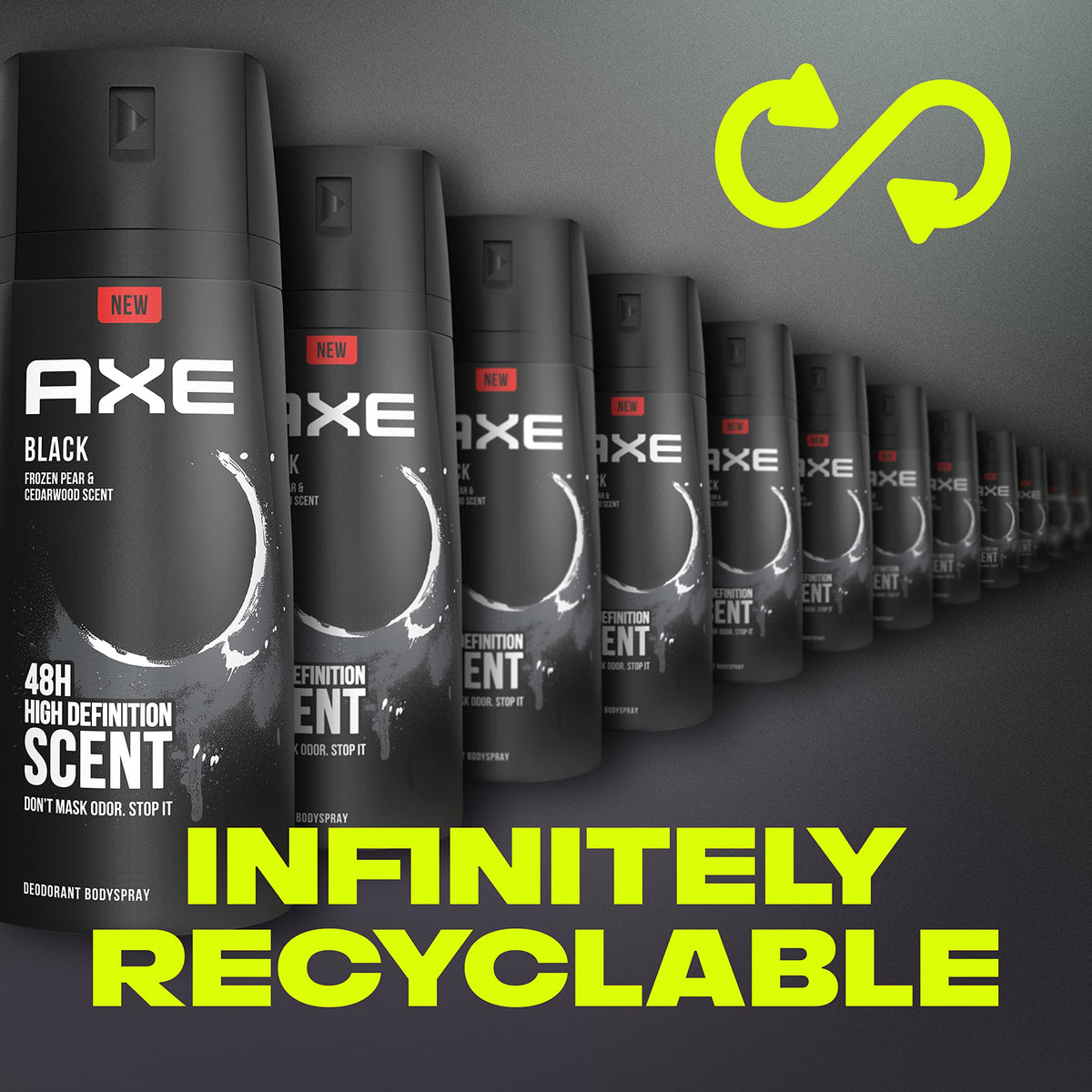 AXE Black Body Spray showing aluminum-free label