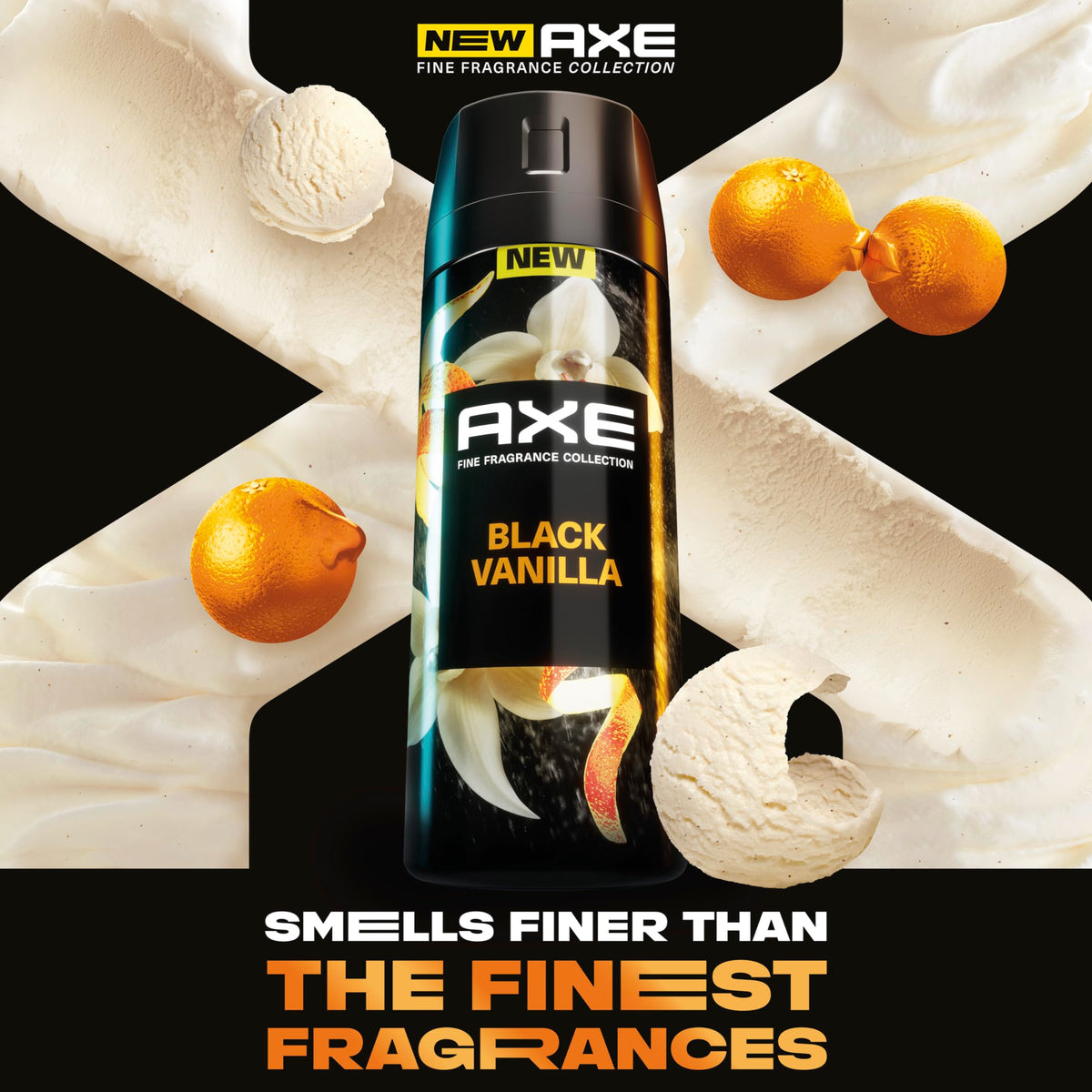 AXE Black Vanilla Body Spray 4 oz can side view
