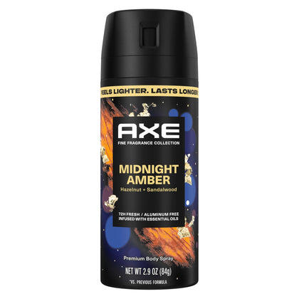 AXE Midnight Amber Body Spray front view 2.9 oz can