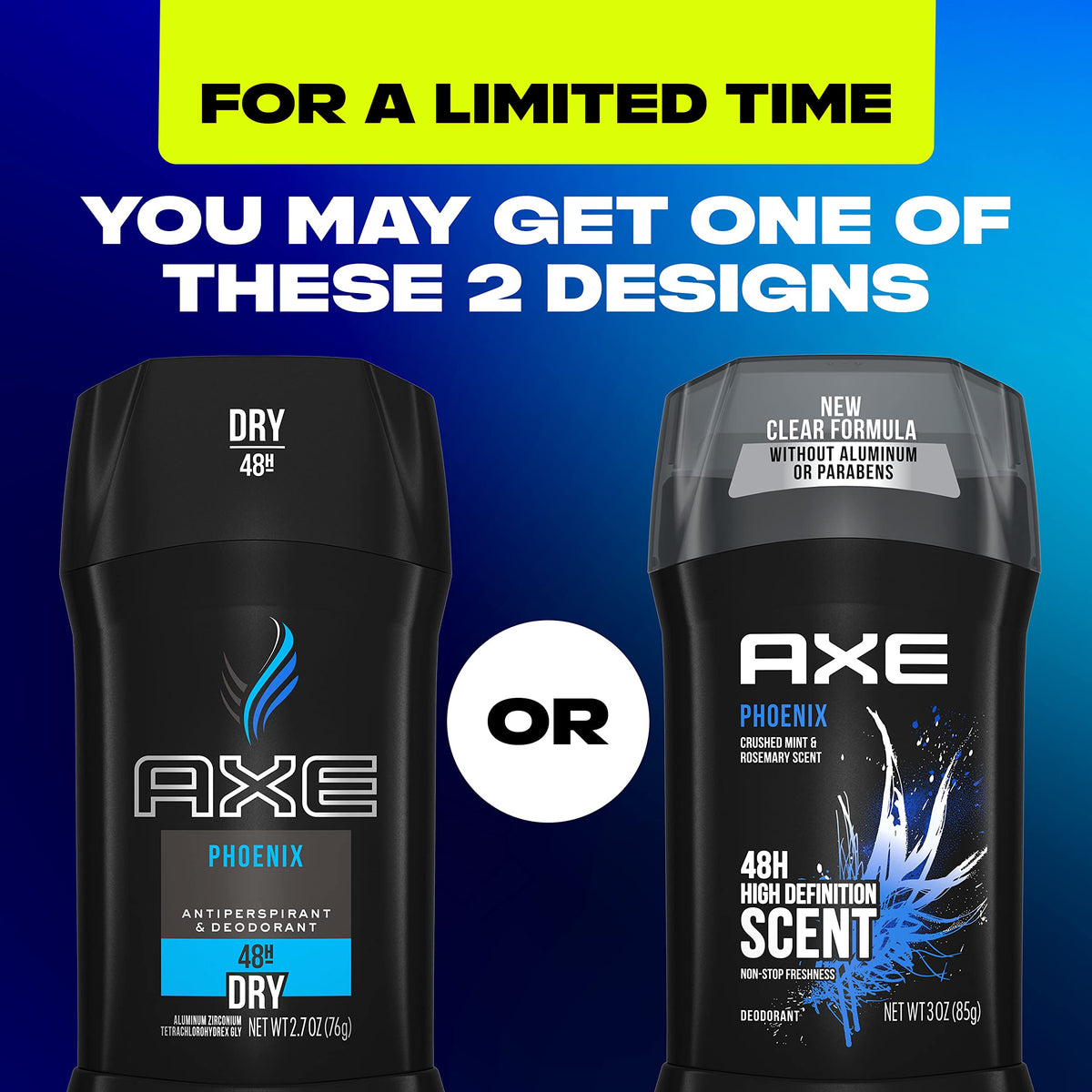 AXE Phoenix Deodorant packaging with mint and rosemary design