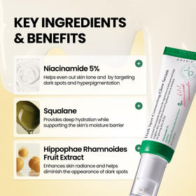 AXIS-Y Dark Spot Correcting Glow Serum back view showing ingredients