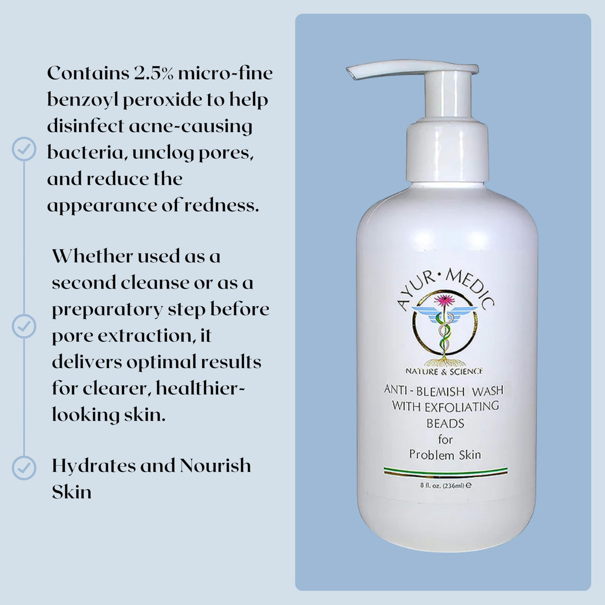 AYUR MEDIC Anti-Blemish Wash 8 oz side view