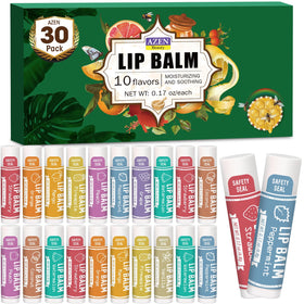 AZEN 30 Pack Lip Balm assorted flavours front view