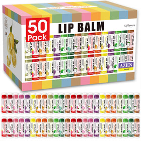 AZEN 50 Pack Lip Balm assorted flavours front view