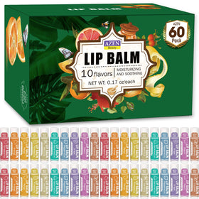 AZEN 60 Pack Natural Lip Balm assorted flavours front view