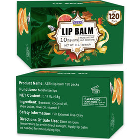 AZEN lip balm packaging display with all flavours