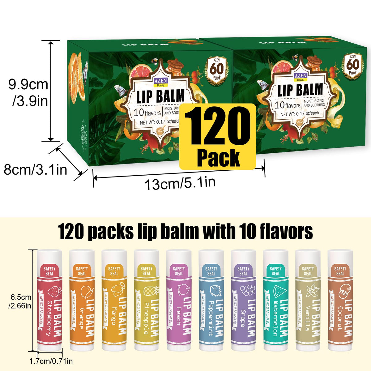 AZEN lip balm Peach flavour close-up