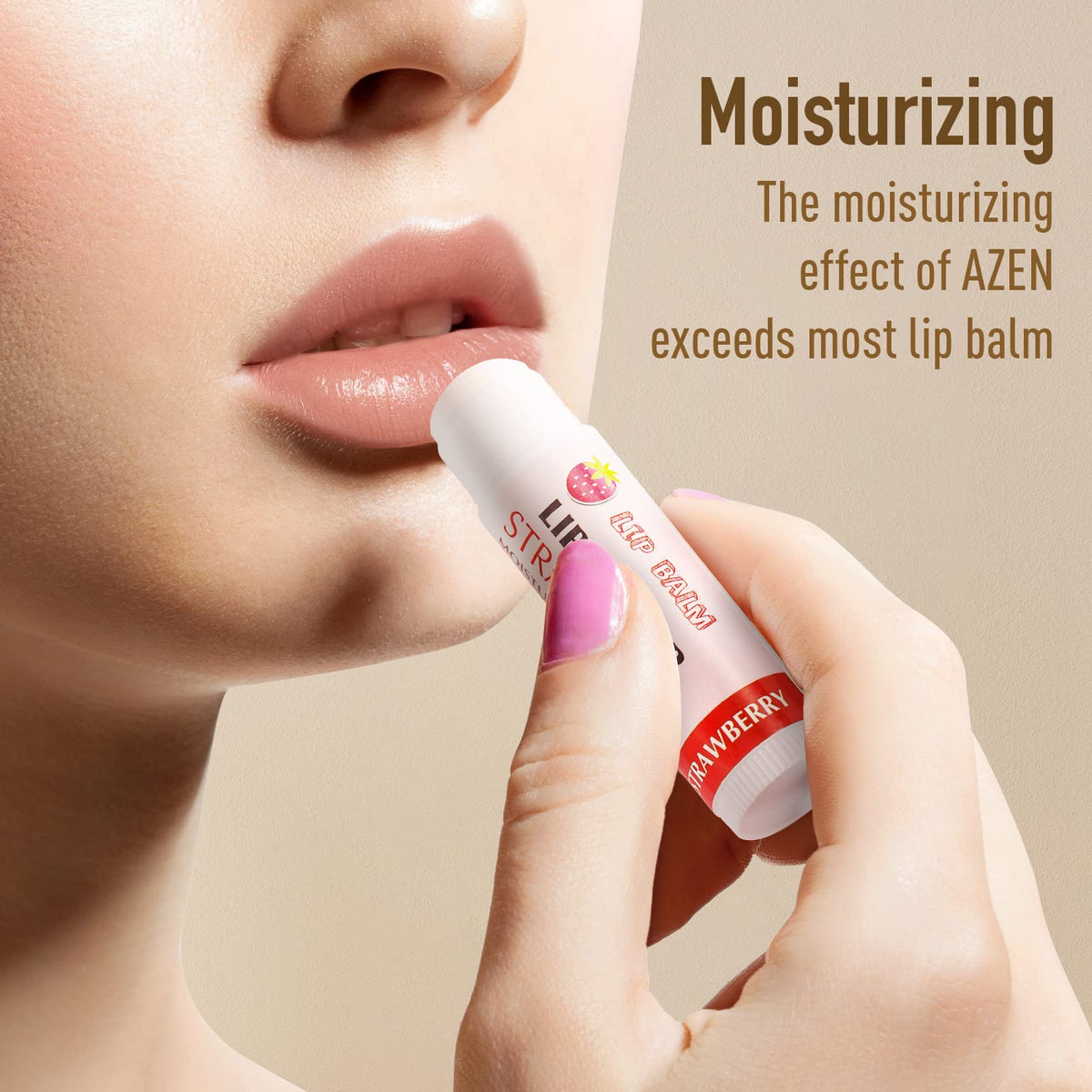 AZEN Lip Balm Strawberry flavour tube