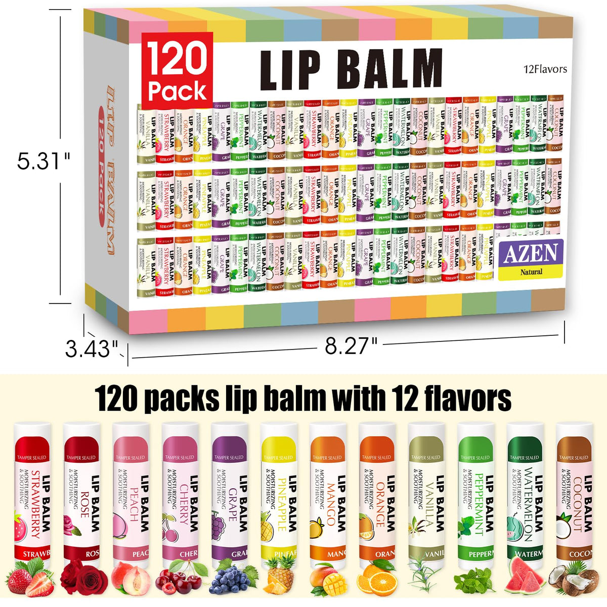 AZEN lip balm vanilla flavour tube close-up
