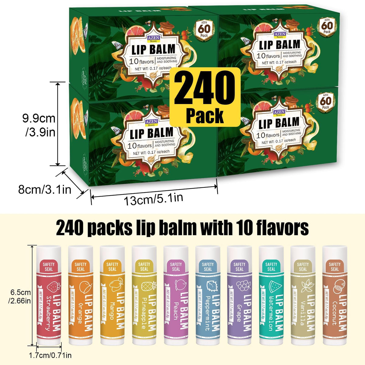AZEN Lip Balm Vanilla flavour tube close-up