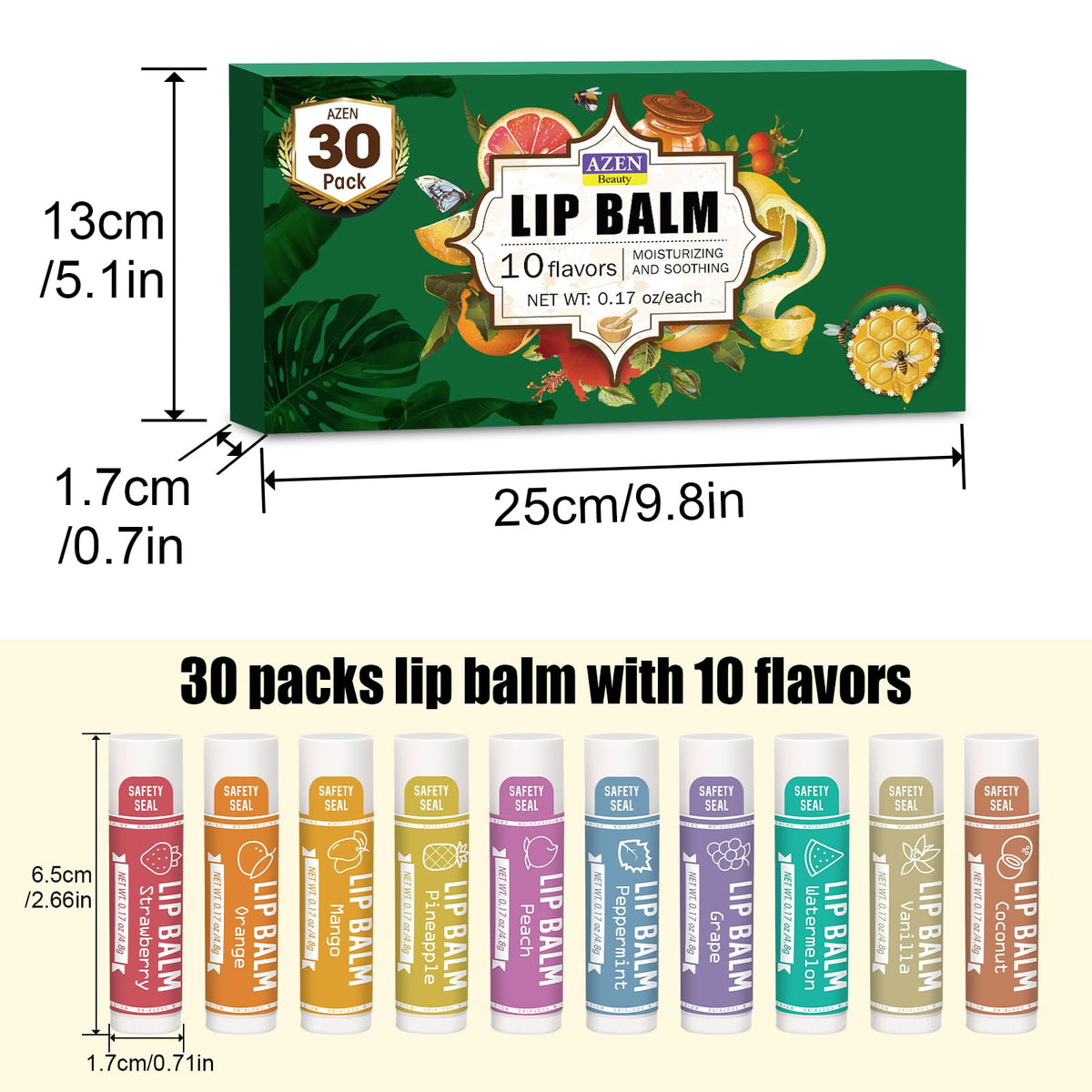 AZEN Lip Balm Vanilla flavour with a background