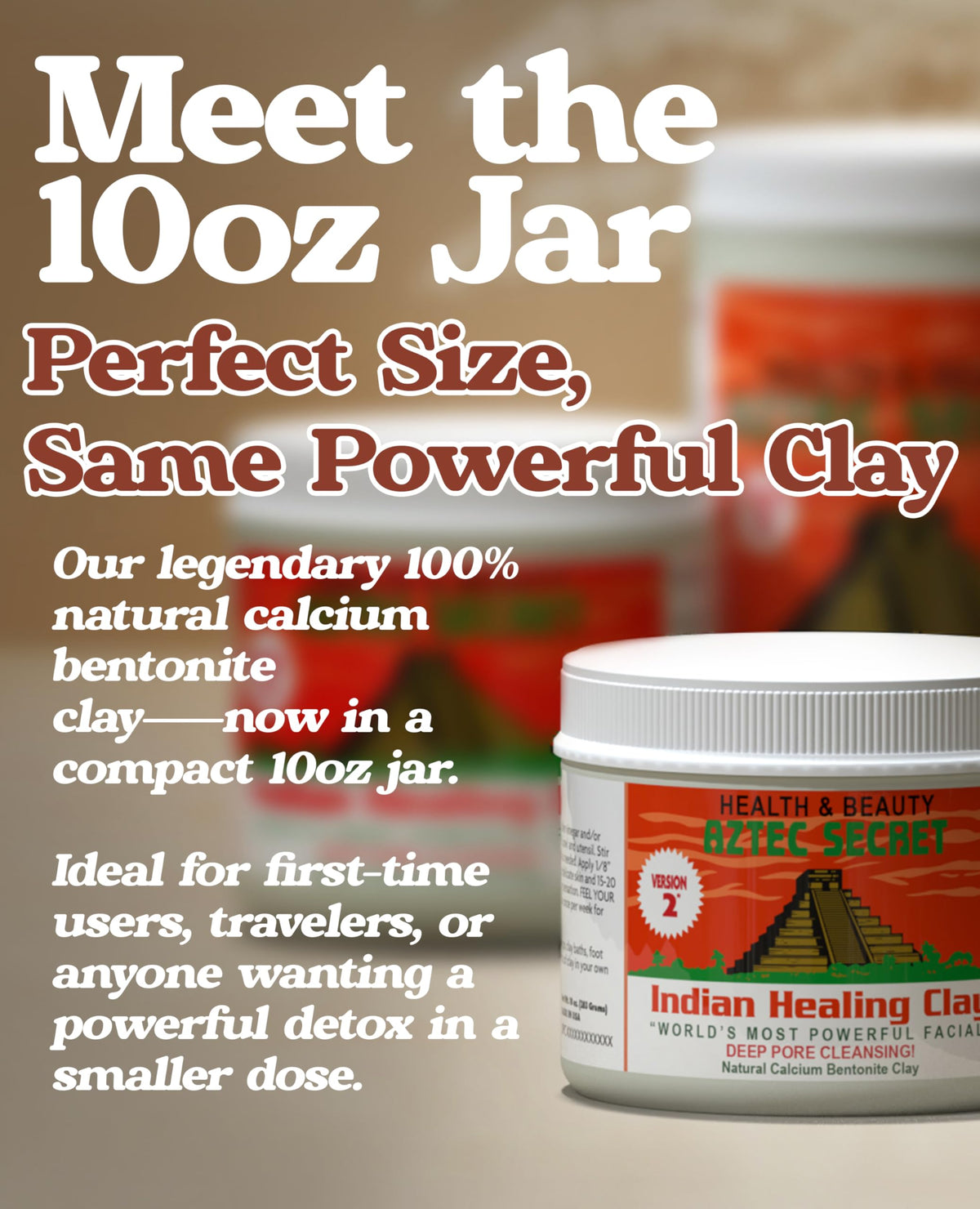 Aztec Secret Indian Healing Clay 10oz jar side view