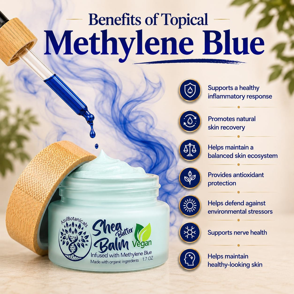 AzulBotanicals Methylene Blue Vegan Shea Butter Balm packaging