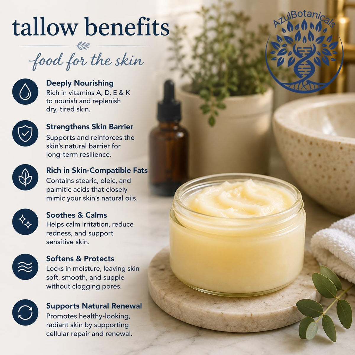AzulBotanicals Whipped Methylene Blue Beef Tallow Balm packaging