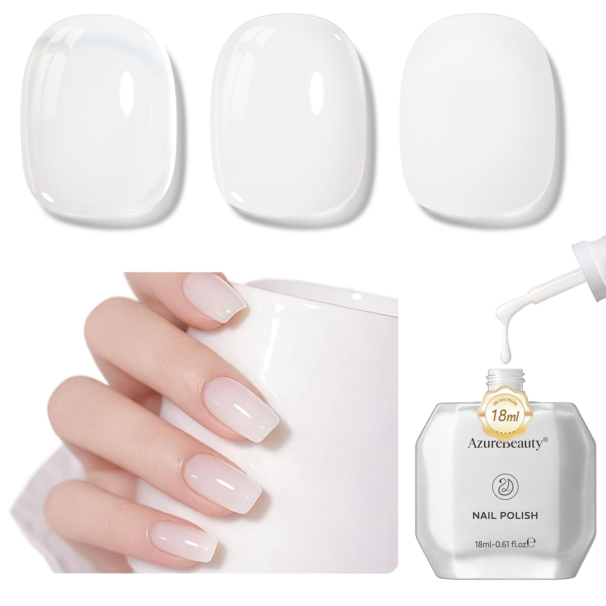 AZUREBEAUTY 18ml Milky White Nail Polish front view