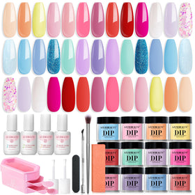 AZUREBEAUTY 31Pcs Dip Powder Nail Kit with 20 pastel colours front view